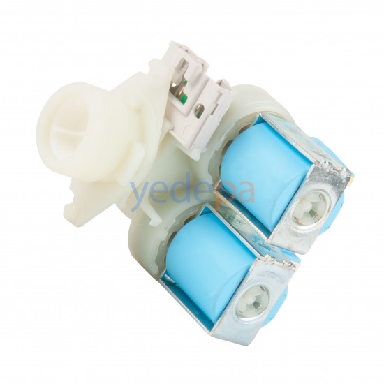 Çamaşır Makinası İkili Su Giriş Vana Ventili - 180° Plastik Bağlantılı Grup Soketli - TP Reflex