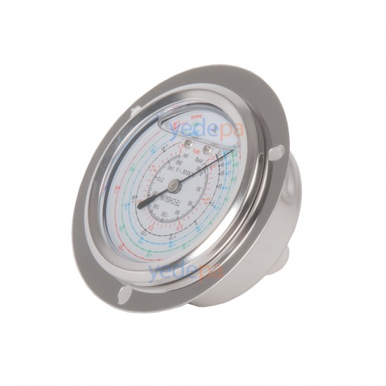 Techsun TPM250 Alçak Basınç Manometre Saati (Gliserinli) – R22, R134a, R404a, R407c Uyumlu