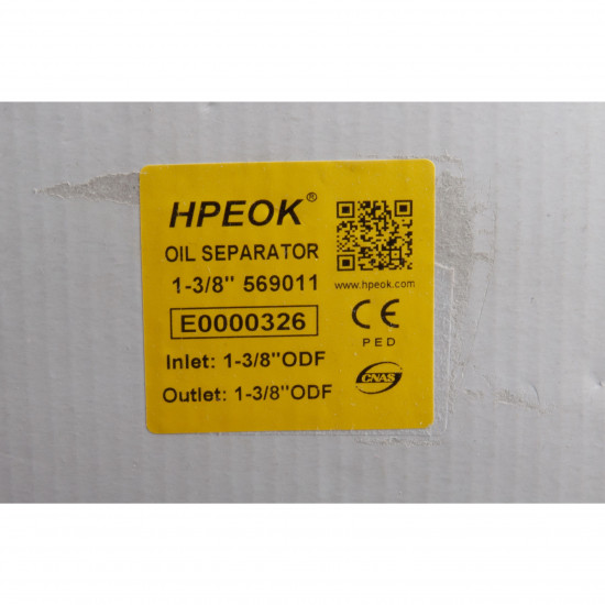 HPEOK PKW-569011 Compressor Oil Separator | 1-3/8 inch ODF Brazed, 46 bar | R22, R134a, R404A, R407C, R502, R507 Compatible