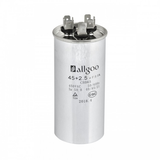 45+2.5 µF Dual AC Capacitor Metal 450 VAC - 50/60 Hz