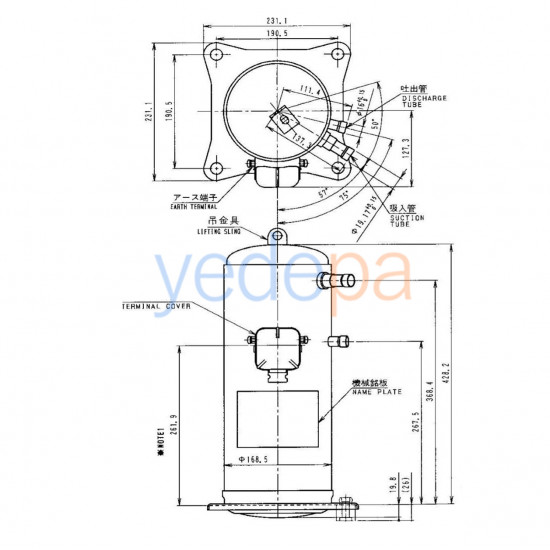 Daikin JT160L-P8Y1 სპირალური კონდიციონერის კომპრესორი R410A (57.016 BTU)
