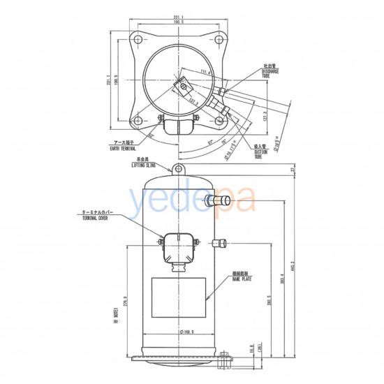 Daikin JT180L-P8Y1 R410A (61,100 BTU) Air Conditioner Scroll Compressor - 6 HP, 380V (3 Phase), 16,710 Watt