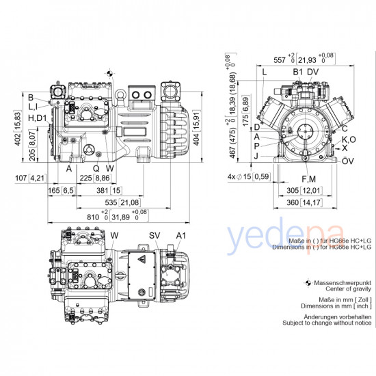 BOCK HGX66e/1540-4 S Semi-Hermetic 6-Cylinder Compressor | 380–420V Y/YY, IP66, R404A/R134a/R513A Compatible