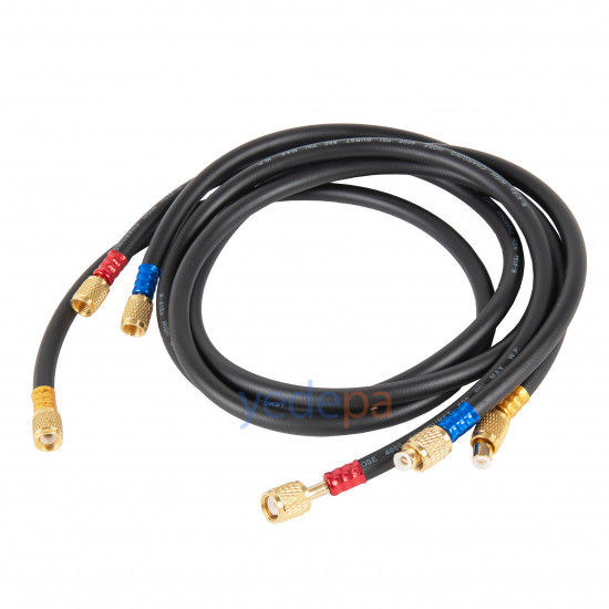 Artiko LX-Hose Refrigerant Service Hose Black 120cm (R134a / R22) Set of 3 - 600-3000 PSI