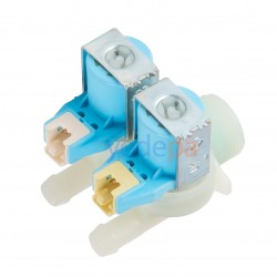 Çamaşır Makinası İkili Su Giriş Vana Ventili Mavi Bobin - 180° Plastik Bağlantılı Grup Soketli - TP Reflex