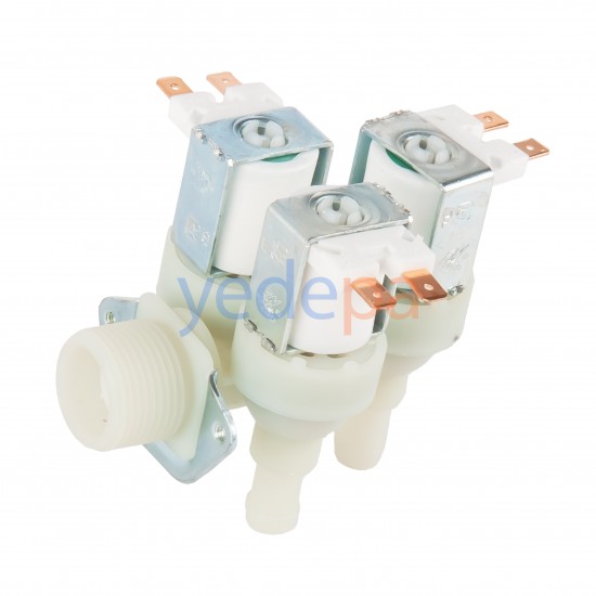 Çamaşır Makinesi Üçlü Su Giriş Ventil Vanası - 90 Metal Bağlantılı 10.5mm - TP Reflex