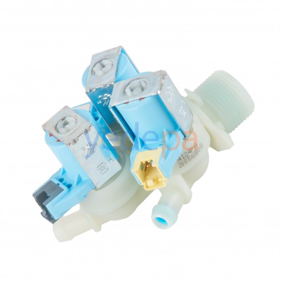 Çamaşır Makinesi Üçlü Su Giriş Ventil Vanası Mavi Bobin - 180° Plastik Bağlantılı Soketli 2005680800 10.5mm - TP Reflex