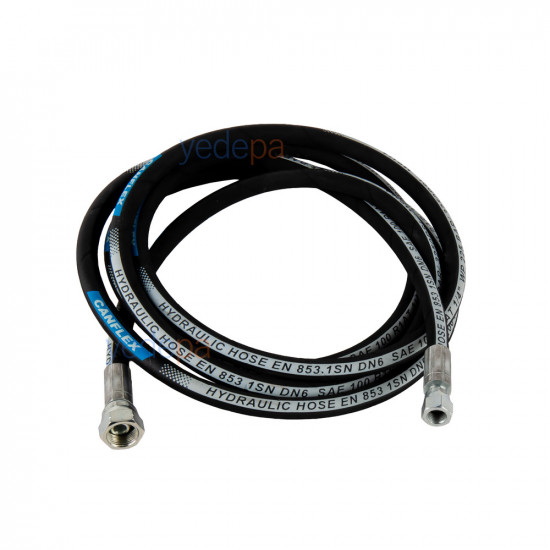 Canflex 1/4 inch Hydraulic Hose 3 Meters – EN 853 1SN / SAE 100 R1AT, 225 Bar, Fittings on Both Ends