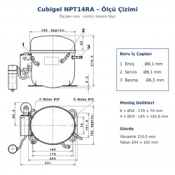 Cubigel NPT14RA ჰერმეტული კომპრესორი – 1/2 HP, R290, HBP 2.066 W