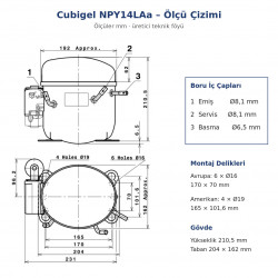 Cubigel NPY14LAa ჰერმეტული კომპრესორი – 1/2 HP, R290, LBP 651 W