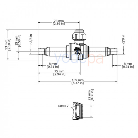 Danfoss 009G7021 GBC 10S 3/8" Kaynaklı Küresel Vana - ODF Bağlantılı, İkili Akış
