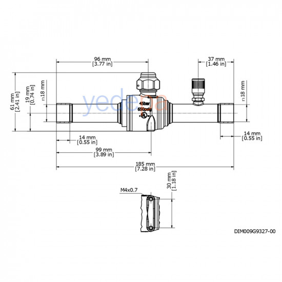 Danfoss 009G7065 GBC 18S 18 mm ODF შაროვოი კრანი, 20.42 m³/h Kv, 45 bar