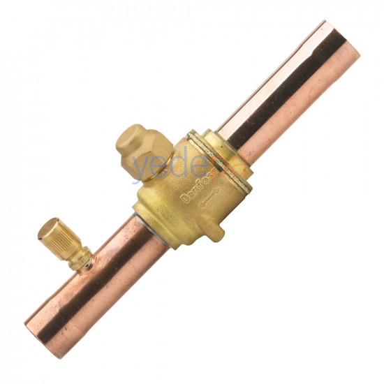 Danfoss 009L7056 GBC 28S 1 1/8" ODF შაროვოი კრანი – Schrader ნიპელით, 62.25 m³/h Kv, 45 bar