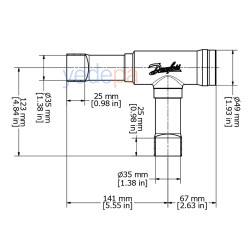 Danfoss 020-1026 NRV 35S 1 3/8" ODF Angleway Solder Check Valve – 29 m³/h Kv, 46 bar