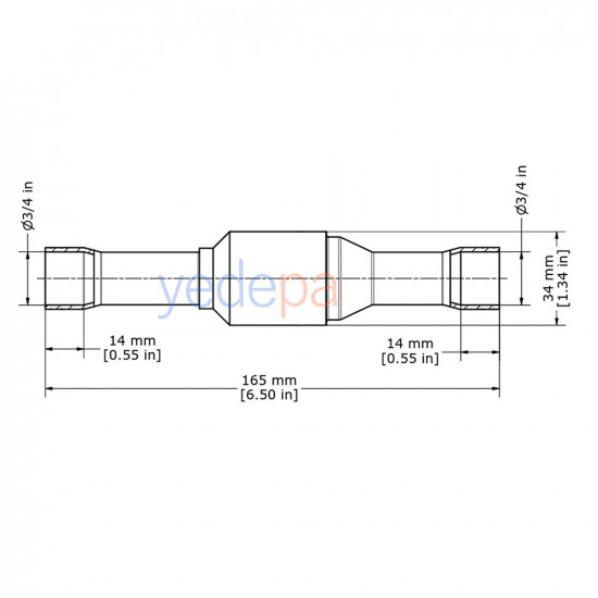 Danfoss 020B1019 NRV 19S 3/4" ODF პირდაპირი ტიპის სარჩილავი ობრატნი კლაპანი – 6.5 მ³/სთ Kv, 49 ბარი