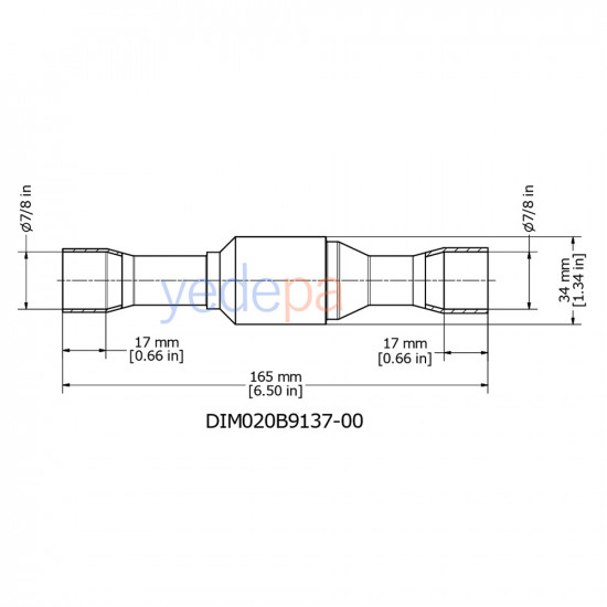 Danfoss 020B1054 NRV 19S 7/8" ODF სწორი ტიპის სარჩილავი ობრატნი კლაპანი – 6.5 m³/h Kv, 49 bar