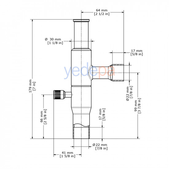 Danfoss 034L0025 KVP 22 7/8" ODF ისპარიტელის წნევის რეგულატორი – 2.5 მ³/სთ Kv, 18 ბარი