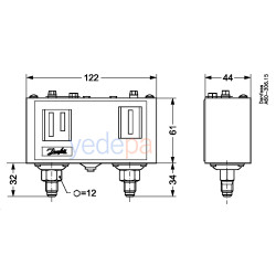 Danfoss KP15 Pressure Switch 060-124366 – Dual, -0.2 - 32 bar, SPDT, Automatic/Manual Reset