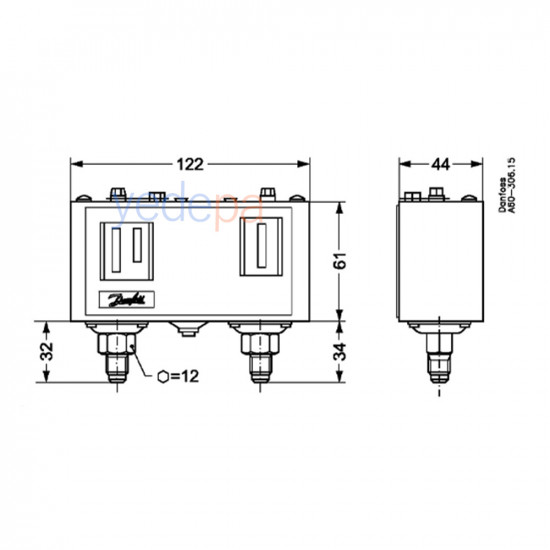 Danfoss KP15 Pressure Switch (060-514166) – Dual, SPDT, Automatic Reset, 1/4” Flare, IP44