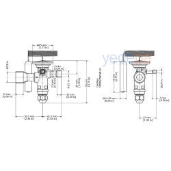 Danfoss TGE Thermostatic Expansion Valve - R407C, Externally Equalized, 1/2" x 7/8" Solder (ODF) - 13 kW - Part No: 067N4002
