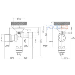 Danfoss TGE Thermostatic Expansion Valve - R407C, Externally Equalized, Balanced Port, 1 1/8" x 1 3/8" Solder, MOP 15°C - 121 kW - Part No: 067N4019