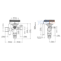 Danfoss TGE ტრვ (ტერმორეგულირებადი ვენტილი) - R134a / R513A, გარე გათანაბრებით, დაბალანსებული პორტი, 5/8" x 7/8" მირჩილვადი, MOP 15°C - 17 kW - არტიკული: 067N5006
