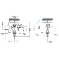 Danfoss TGE Thermostatic Expansion Valve - R404A / R507A, Externally Equalised, Balanced Port, 1/2" x 7/8" Solder - 14 kW - Part No: 067N6151
