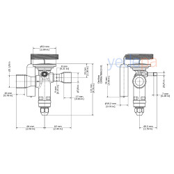 Danfoss TGE ტრვ (ტერმორეგულირებადი ვენტილი) - R404A / R507A, გარე გათანაბრებით, დაბალანსებული პორტი, 7/8" x 1 1/8" სარჩილავი - 39 kW - არტიკული: 067N6181
