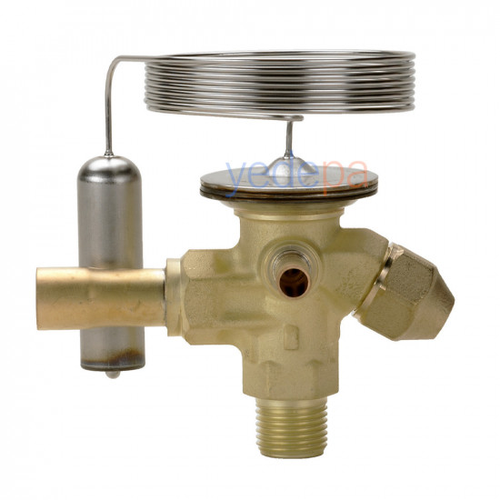 Danfoss TE 2 ტერმორეგულირებადი ვენტილი (ტრვ) - R22 / R407C, გარე გათანაბრებით, 3/8" გაიკით x 1/2" სარჩილავი - არტიკული: 068Z3284