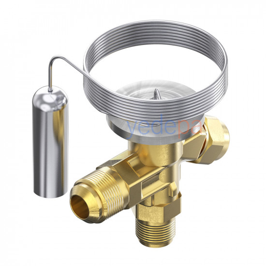 Danfoss T2 ტრვ (ტერმორეგულირებადი ვენტილი) (068Z3400) – 3/8" x 1/2" გაიკური მიერთებით, R404A/R507A-თან თავსებადი