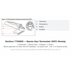 Danfoss 7750009 ნაგნეტაციის აირის თერმოსტატის ნაკრები (DGT) – სპირალური კომპრესორის გადახურებისგან დაცვა, 135 °C