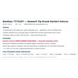 Danfoss 7773107 სარტყლისებრი კარტერის ტენი – 65 W / 230 V | SM/SZ 084-161-ისთვის