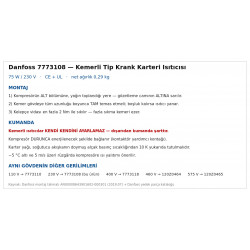 Danfoss 7773108 ქამრისებრი ტიპის კარტერის ტენი – 75 W / 230 V | SM/SZ 175-185, SH 180-485, DSH 240-600-სთვის