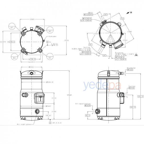 Danfoss DSH105A4ALC სპირალური კომპრესორი | 9 HP | 80.449 BTU/h გაგრილების სიმძლავრე | R410A, R452B, R454B თავსებადი | 120H1191