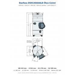 Danfoss DSH140A4ALD Scroll Compressor (120H1541) | 12 HP | 103,621 BTU/h Cooling Capacity | R410A / R452B / R454B | 3 Phase 380-415V