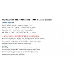 Danfoss EKS 211 NTC ტემპერატურის დატჩიკი (084N3211) – NTC 5 kΩ, 6 მ კაბელი, −40…+80 °C, IP67