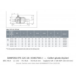 Danfoss ETS 12C-16 Colibri ელექტრონული ტრვ (034G7501) | ~98 kW R410A | 5/8" ODF | Bi-Flow