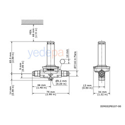 Danfoss EVR 3 სოლენოიდური კლაპანი - NC, გაიკით მიერთება, 1/4 in - თითბრის კორპუსი - არტიკული: 032F8107