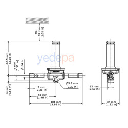 Danfoss EVR 3 სოლენოიდური კლაპანი - NC, Solder ODF, 1/4 in - თითბერის კორპუსი - ნაწილის No: 032F1206