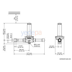 Danfoss EVR 3 სოლენოიდური კლაპანი - NC, Solder ODF, 3/8 in - თითბრის კორპუსი - ნაწილის №: 032F1204