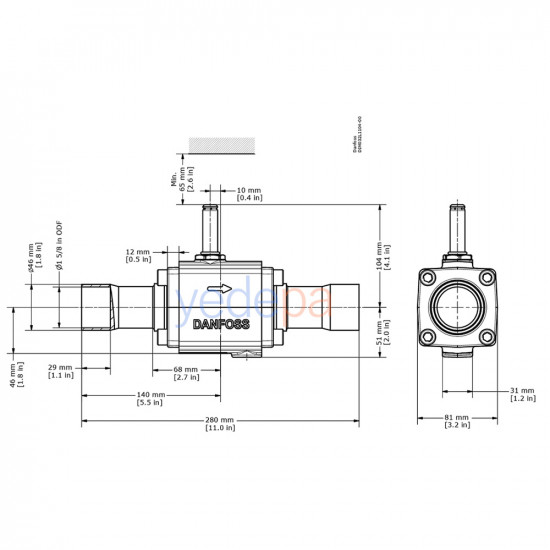 Danfoss EVR 32 სოლენოიდური კლაპანი - NC, სარჩილავი (ODF), 1 5/8 in - თუჯის კორპუსი - ნაწილის ნომერი: 032L1104