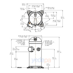 Danfoss HRH054U4LP6 სპირალური კომპრესორი | 4,5 HP | 45.480 BTU/h გაგრილების სიმძლავრე | R410A თავსებადი | 121L1376