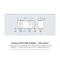 Danfoss KP15 კომბინირებული წნევის რელე პრესოსტატი (060-126566) – ორმხრივი, ავტომატური რესეტი, SPDT + LP/HP სიგნალი