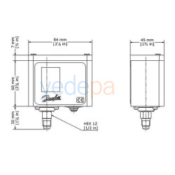 Danfoss KP6W 060-519066 Basınç Şalteri - SPDT, 1/4 inç Flare Bağlantılı, 8-42 Bar Ayarlanabilir Basınç Aralığı