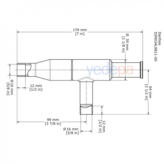 Danfoss KVC 15 Hot Gas Bypass Regulator – 5/8" ODF Solder Connection, 0.2-6 bar Setting Range