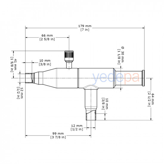 Danfoss KVR 12 კონდენსაციის წნევის რეგულატორი – 1/2" ODF სარჩილავი მიერთება, მაქს. წნევა 28 bar