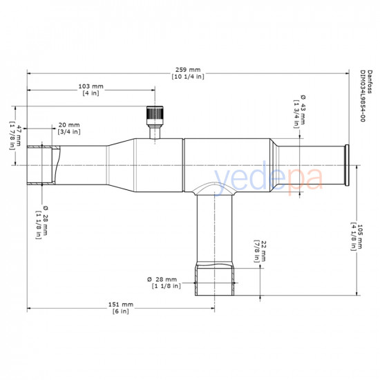 Danfoss KVR 28 Yoğuşma Basınç Regülatörü – 28 mm ODF, 28 bar Maksimum Basınç
