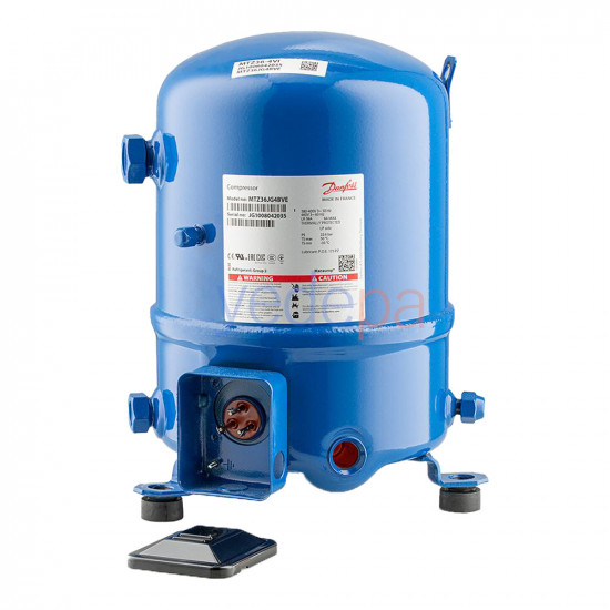 Danfoss MTZ036-4VI Hermetic Reciprocating Compressor (MTZ36JG4BVE) - 60.47 cm³ Displacement, 3 HP, 9,190 W, 380V, R134a/R404A/R407C
