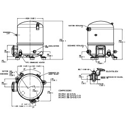 Danfoss MTZ28JE4 ჰერმეტული პორშნევოი კომპრესორი (MTZ28-4VI) - 48.06 cm³ აღწერილი მოცულობა, 2 1/3 HP, 7.164 W, 380V, R134a/R404A/R407C