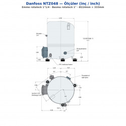 Danfoss NTZ048A4LR1B ჰერმეტული პორშნევოი კომპრესორი (120F0227) | 2 HP | 4.070 BTU/h LBP დაბალი ტემპერატურა | R404A | 48 cm³ | 400V სამფაზა
